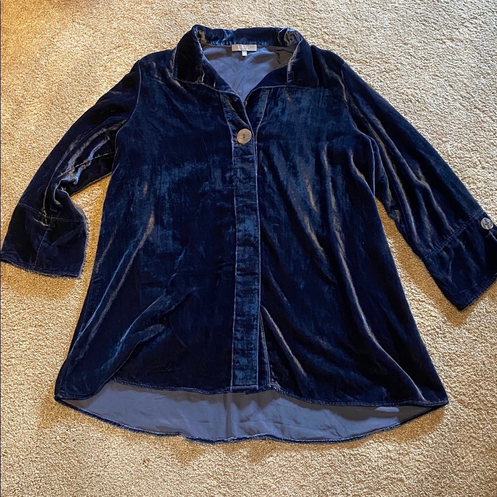 Habitat THE "PARTY" SHIRT Velvet True Blue Size SMALL - Picture 2 of 11